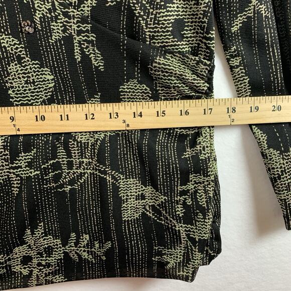 Womens Sheer Mesh‎ Faux Wrap Top Sz L Floral Y2K Evening Office Siren Sequin USA - Picture 7 of 12